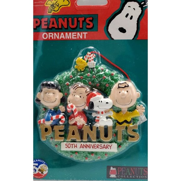 Peanuts 50th Anniversary Ornament Kurt Adler Wreath NEW in Package Vintage - Picture 2 of 4